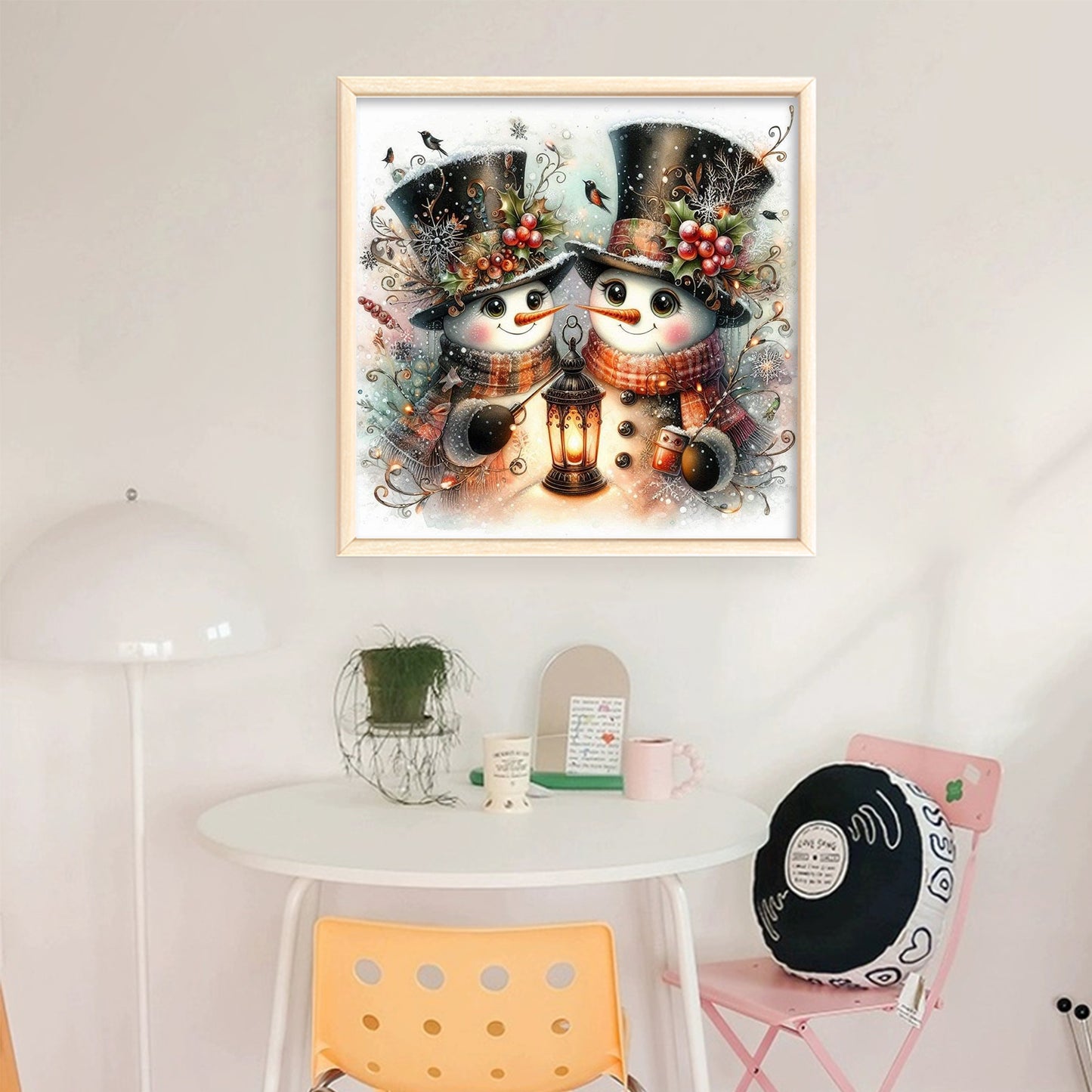 Snowman - Full 11CT Stamped Cross Stitch 40x40CM - Huacan