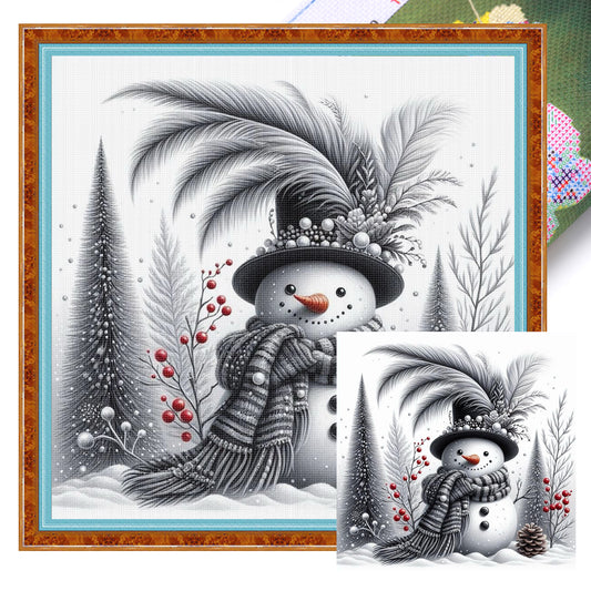 Snowman - Full 11CT Stamped Cross Stitch 40x40CM - Huacan