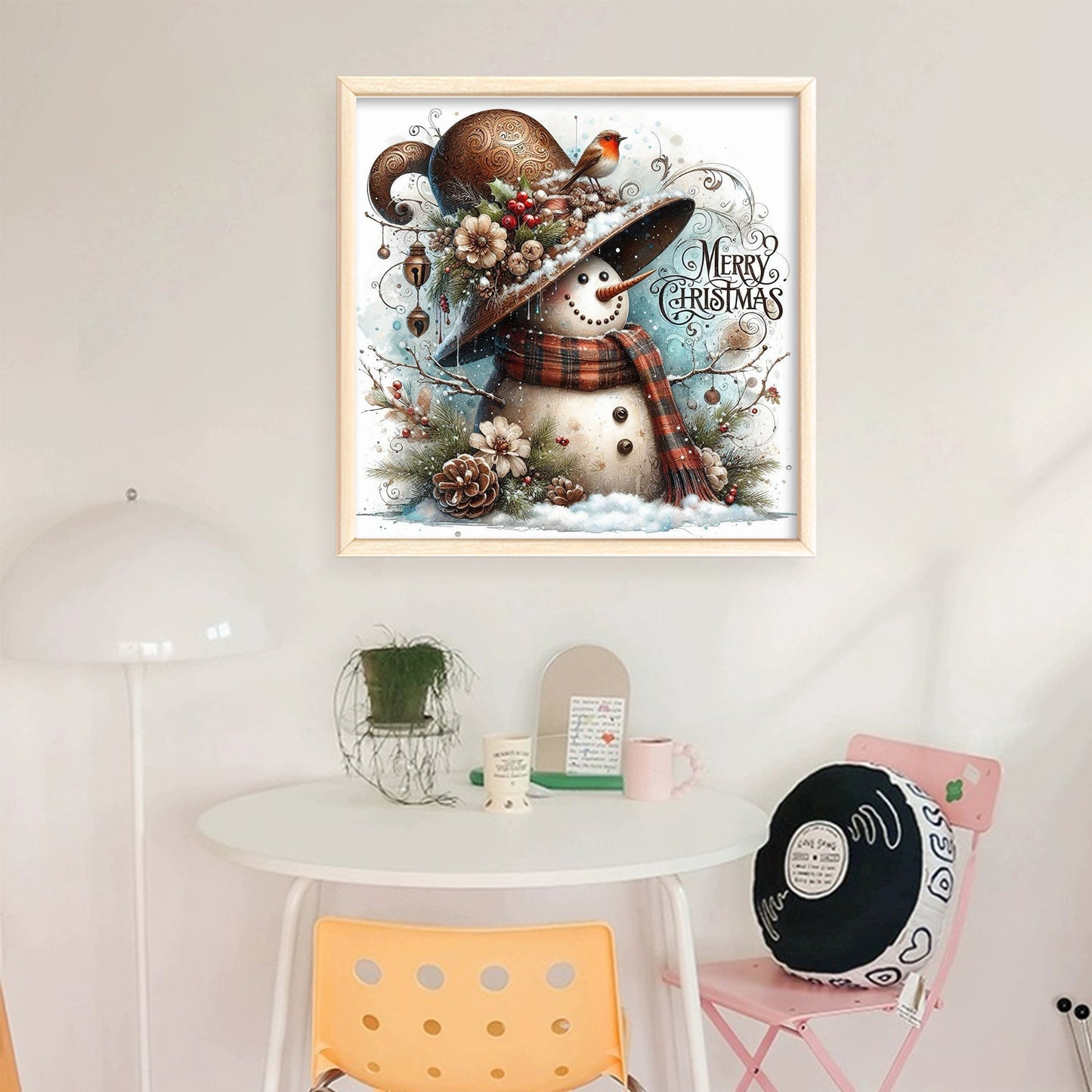 Snowman - Full 11CT Stamped Cross Stitch 40x40CM - Huacan