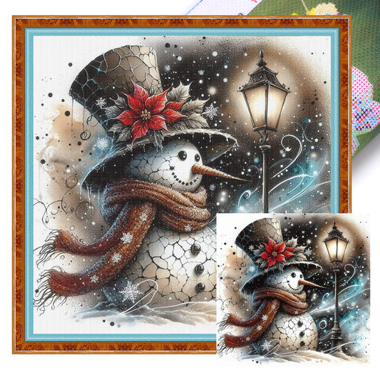 Snowman - Full 11CT Stamped Cross Stitch 40x40CM - Huacan
