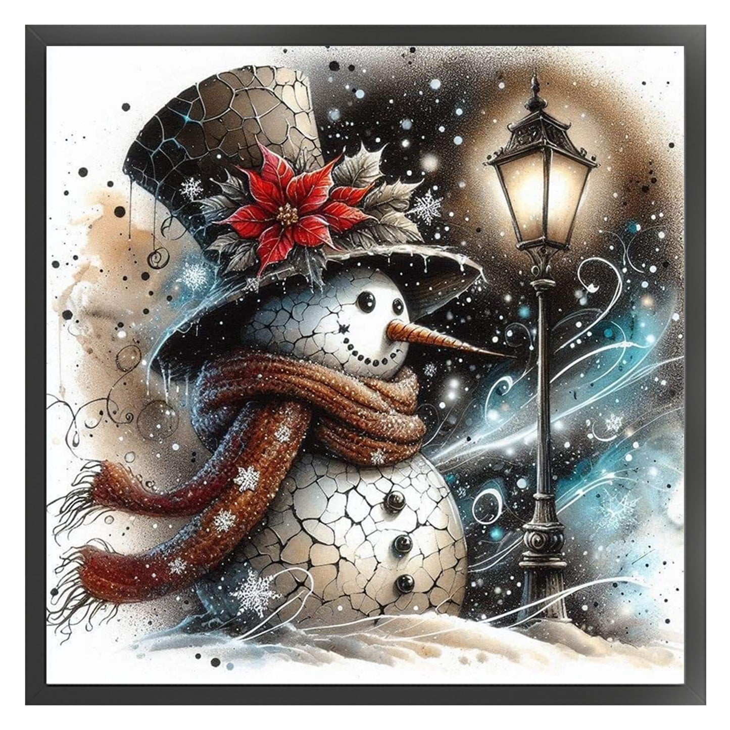 Snowman - Full 11CT Stamped Cross Stitch 40x40CM - Huacan
