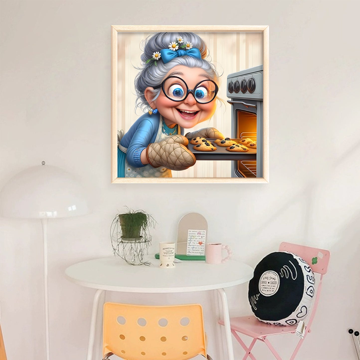 Funny Old Lady - Full 11CT Stamped Cross Stitch 45x45CM - Huacan