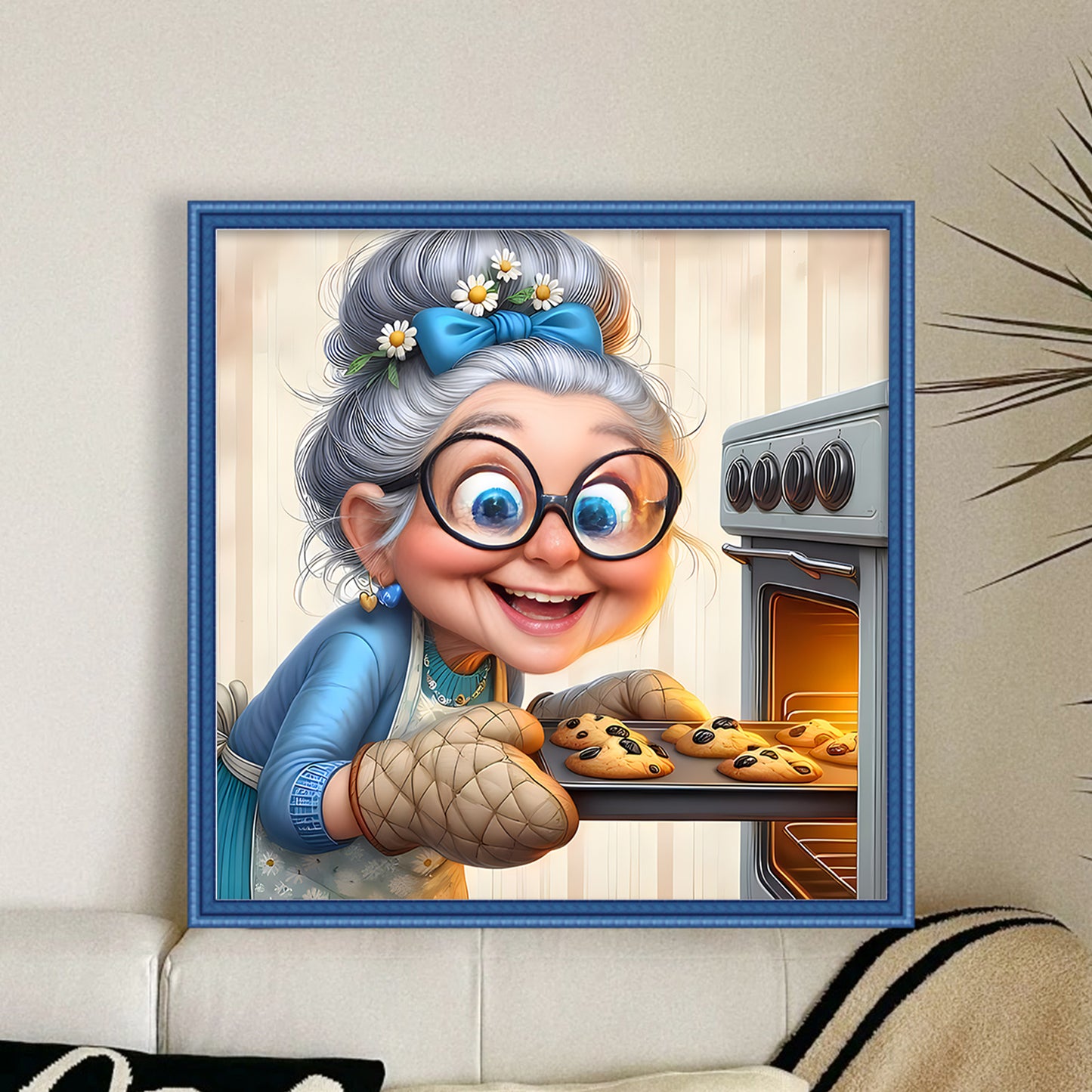 Funny Old Lady - Full 11CT Stamped Cross Stitch 45x45CM - Huacan