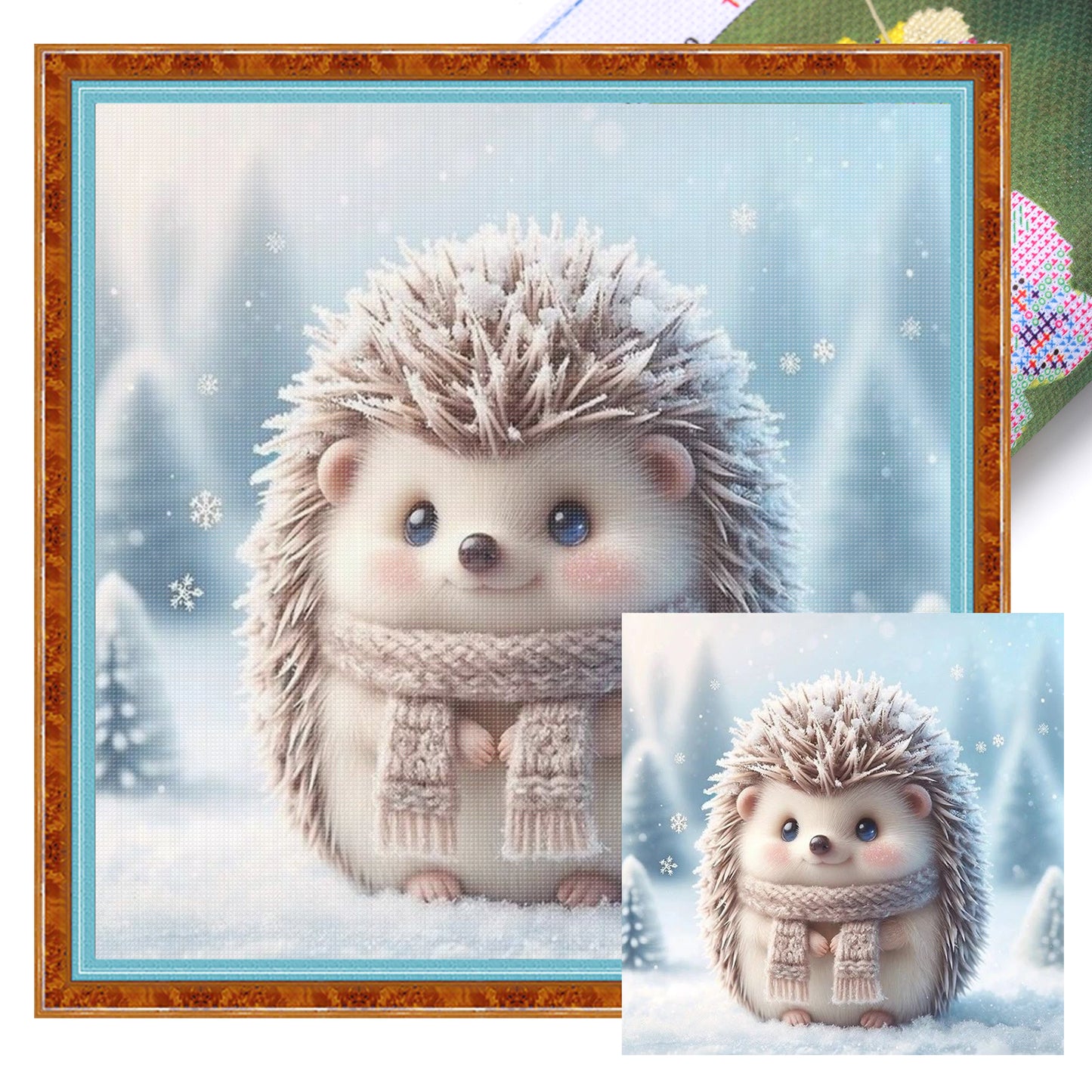 Hedgehog - Full 11CT Stamped Cross Stitch 40x40CM - Huacan