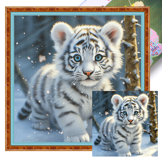 Tiger - Full 11CT Stamped Cross Stitch 40x40CM - Huacan