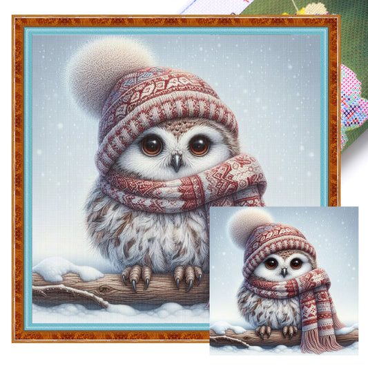 Owl - Full 11CT Stamped Cross Stitch 40x40CM - Huacan