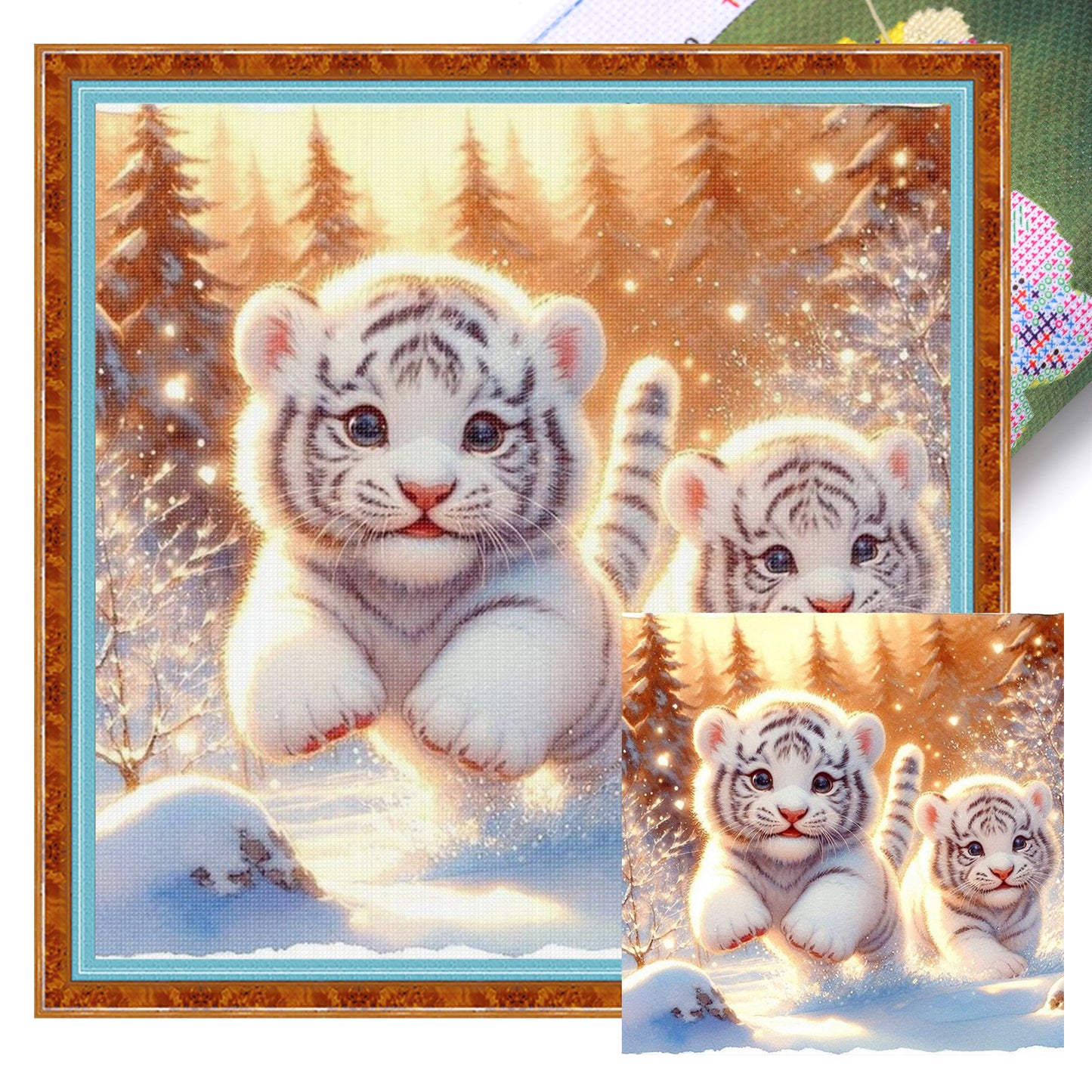 Tiger - Full 11CT Stamped Cross Stitch 40x40CM - Huacan