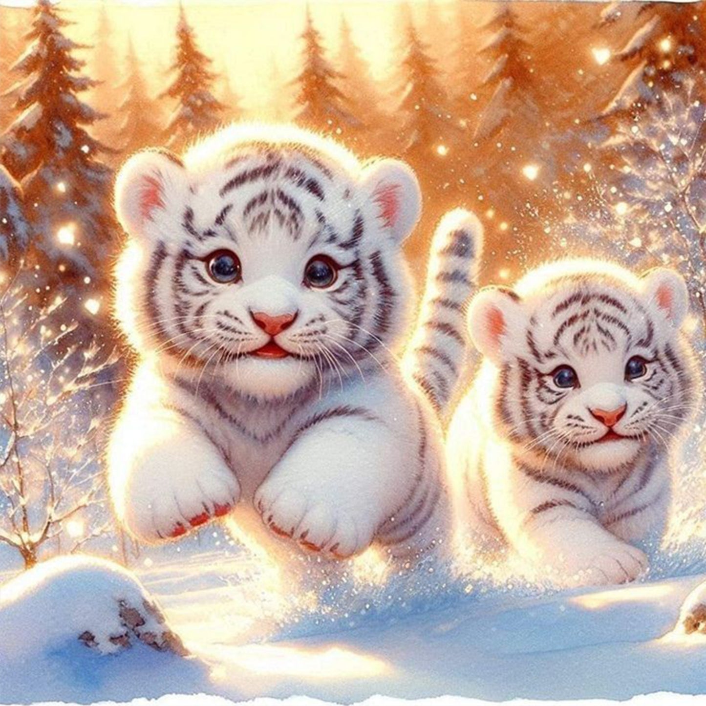 Tiger - Full 11CT Stamped Cross Stitch 40x40CM - Huacan