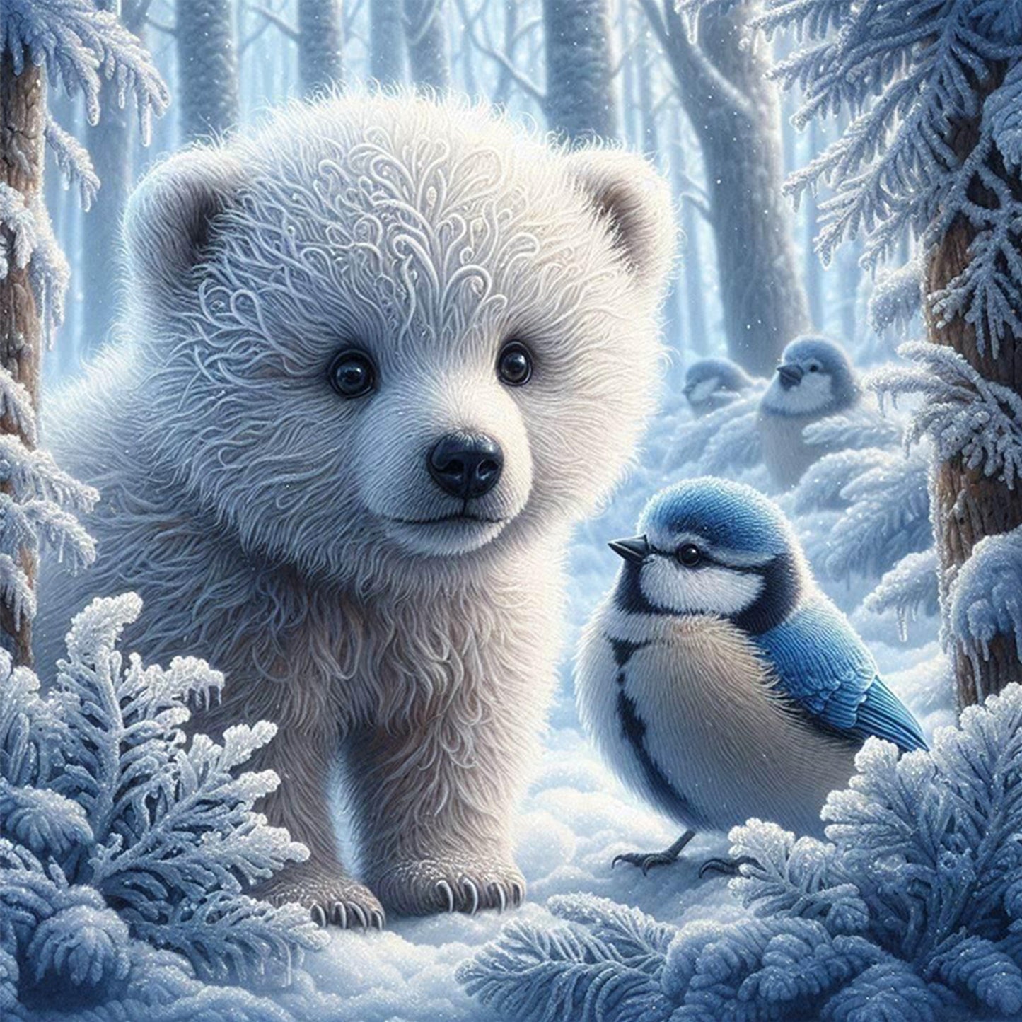 Polar Bear - Full 11CT Stamped Cross Stitch 40x40CM - Huacan