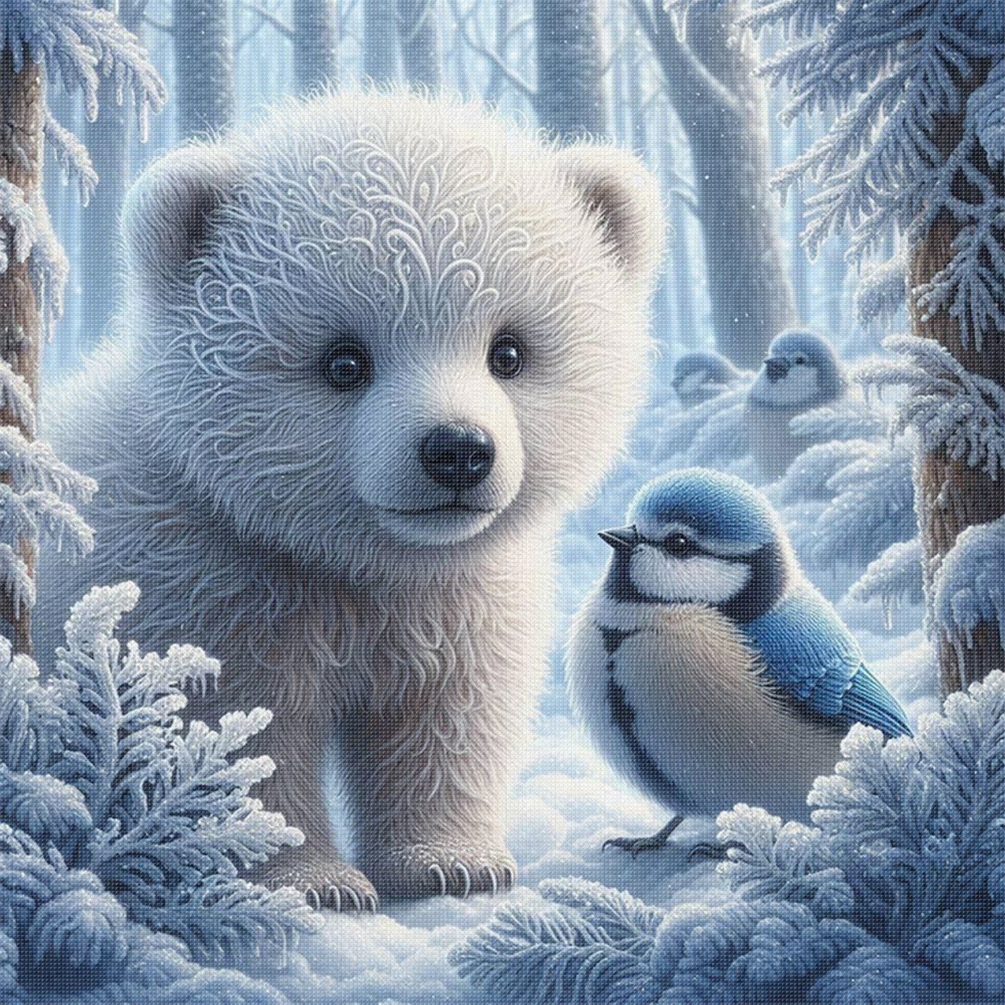 Polar Bear - Full 11CT Stamped Cross Stitch 40x40CM - Huacan