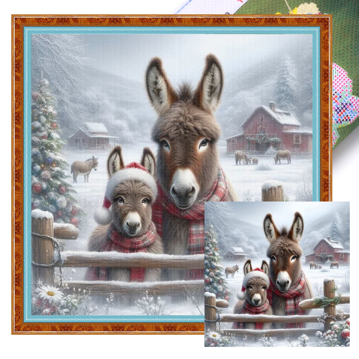 Donkey - Full 11CT Stamped Cross Stitch 40x40CM - Huacan