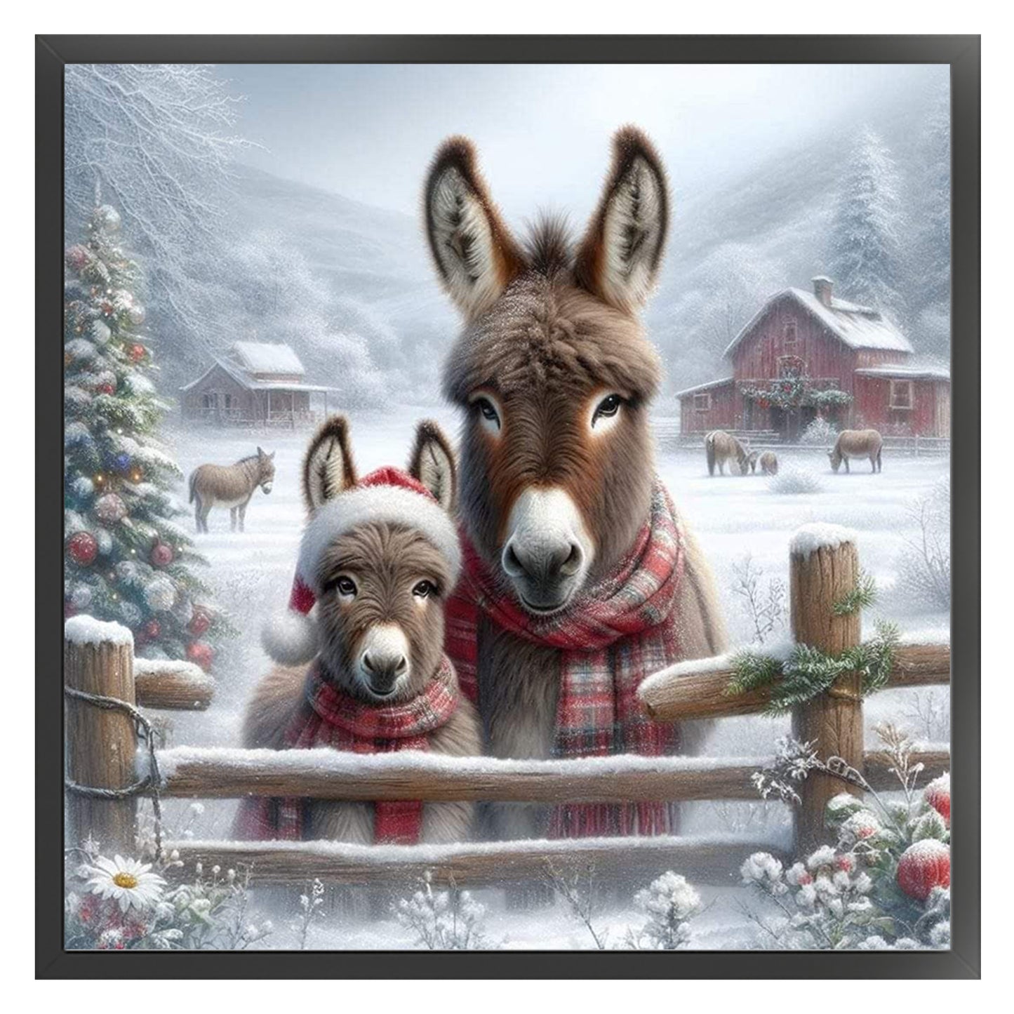 Donkey - Full 11CT Stamped Cross Stitch 40x40CM - Huacan
