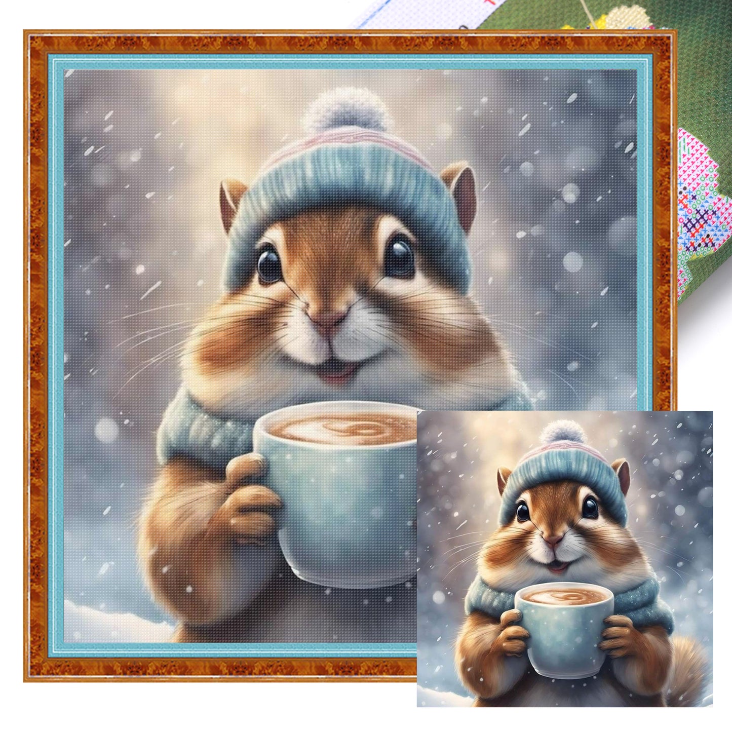 Squirrel - Full 11CT Stamped Cross Stitch 40x40CM - Huacan