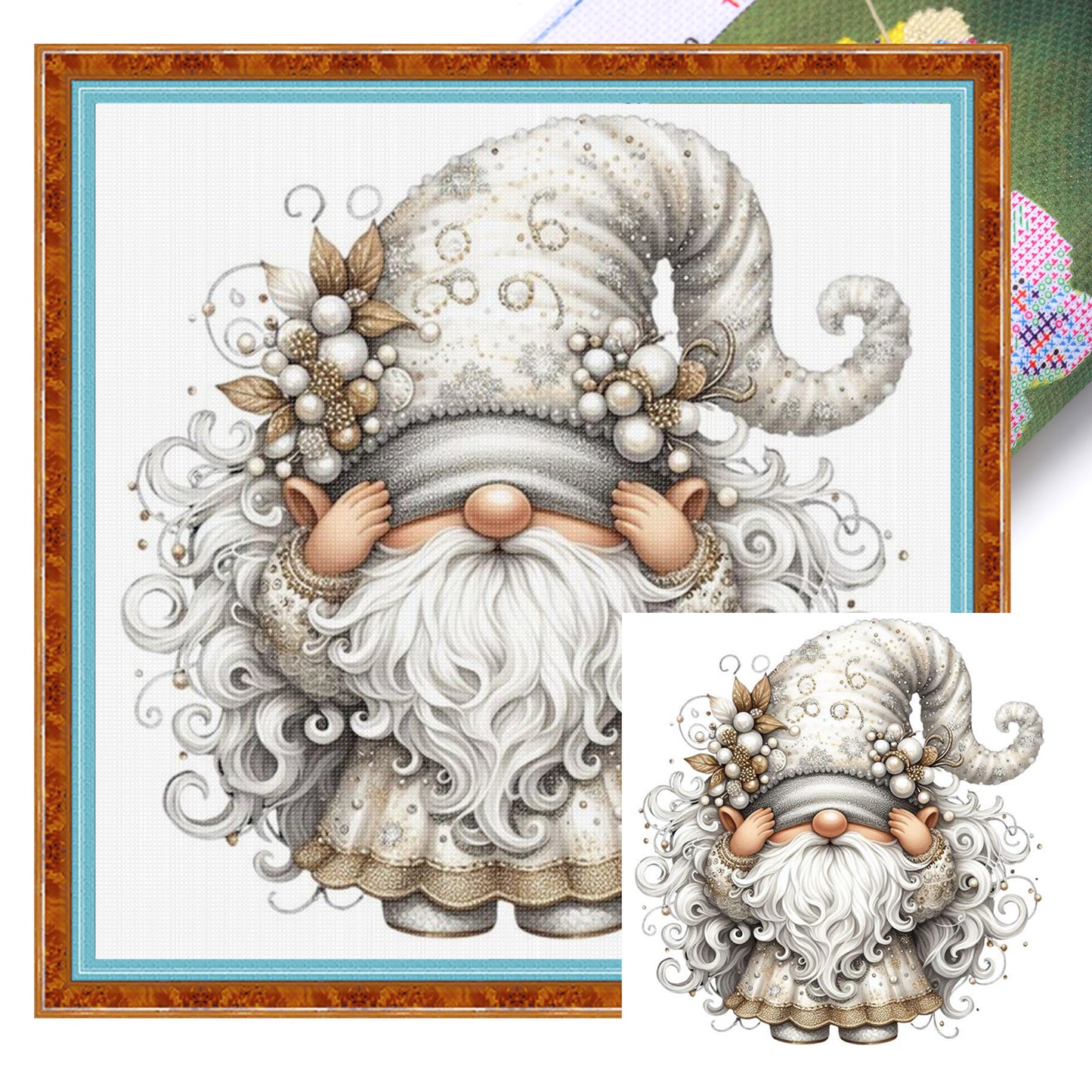 Gnome - Full 11CT Stamped Cross Stitch 40x40CM - Huacan