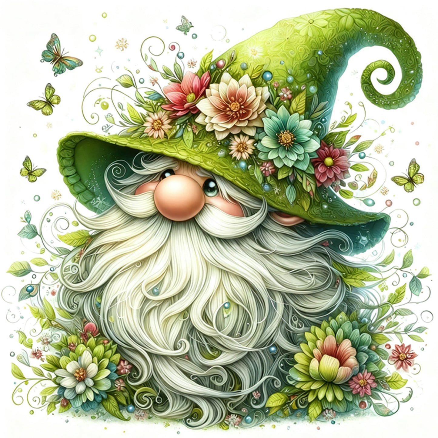 Gnome - Full 11CT Stamped Cross Stitch 40x40CM - Huacan