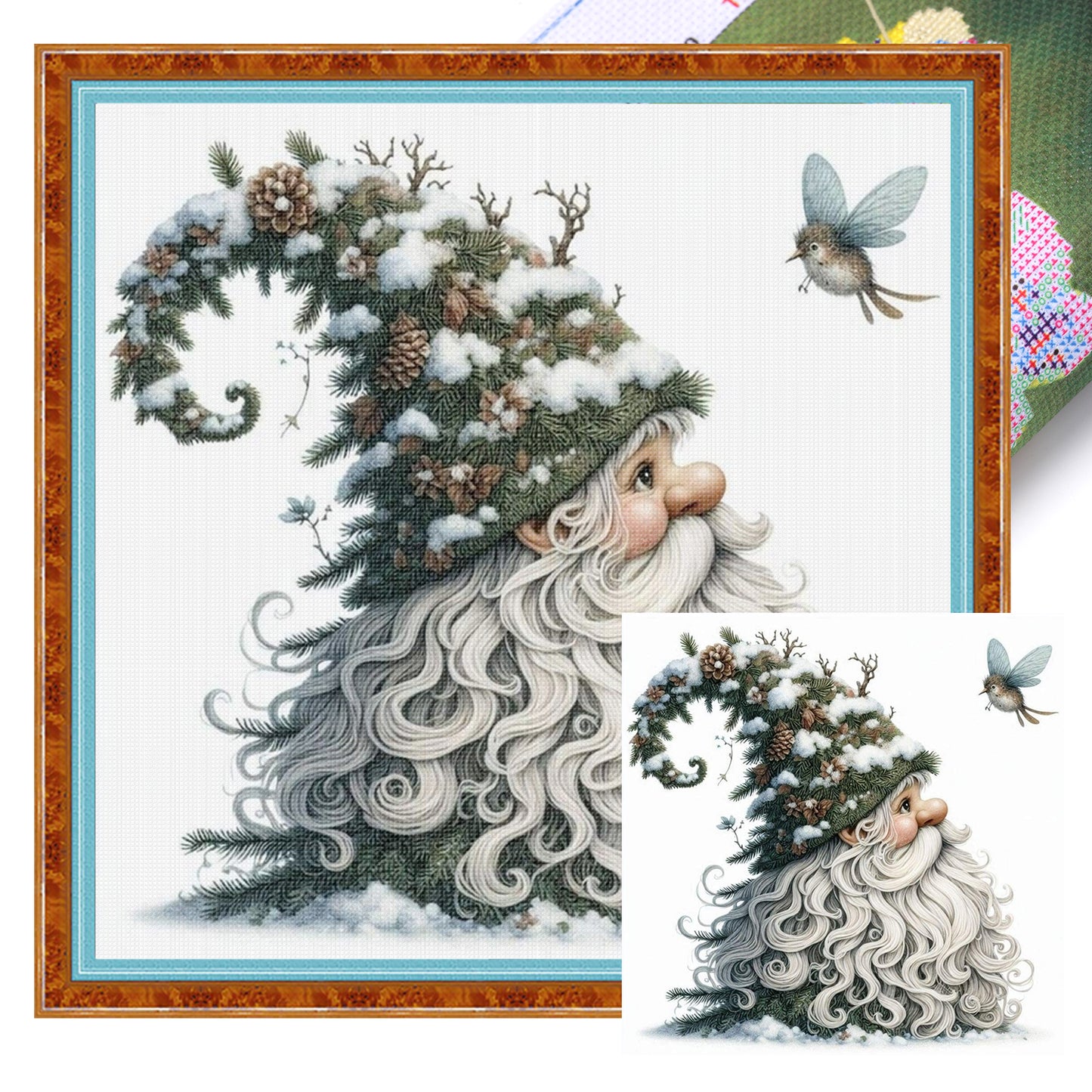 Gnome - Full 11CT Stamped Cross Stitch 40x40CM - Huacan