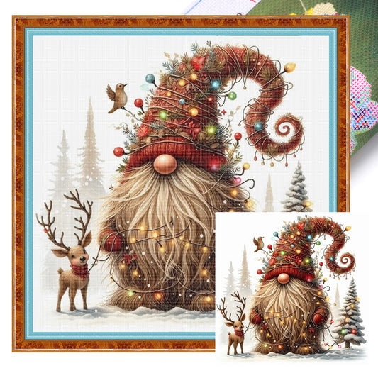 Gnome - Full 11CT Stamped Cross Stitch 40x40CM - Huacan
