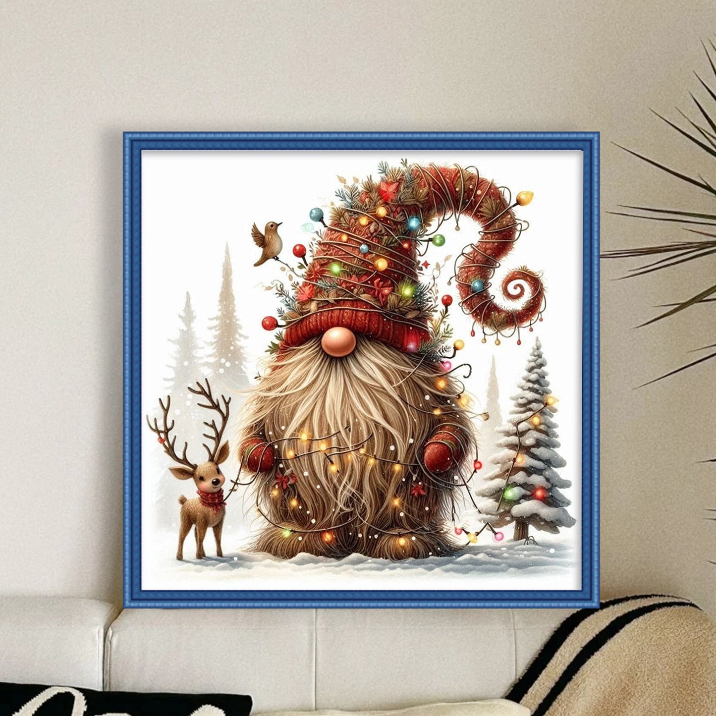 Gnome - Full 11CT Stamped Cross Stitch 40x40CM - Huacan