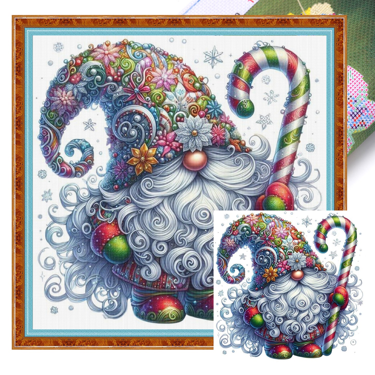 Gnome - Full 11CT Stamped Cross Stitch 40x40CM - Huacan