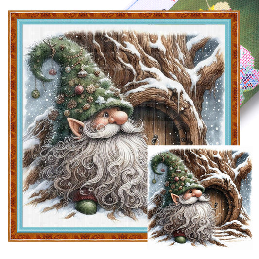 Gnome - Full 11CT Stamped Cross Stitch 40x40CM - Huacan