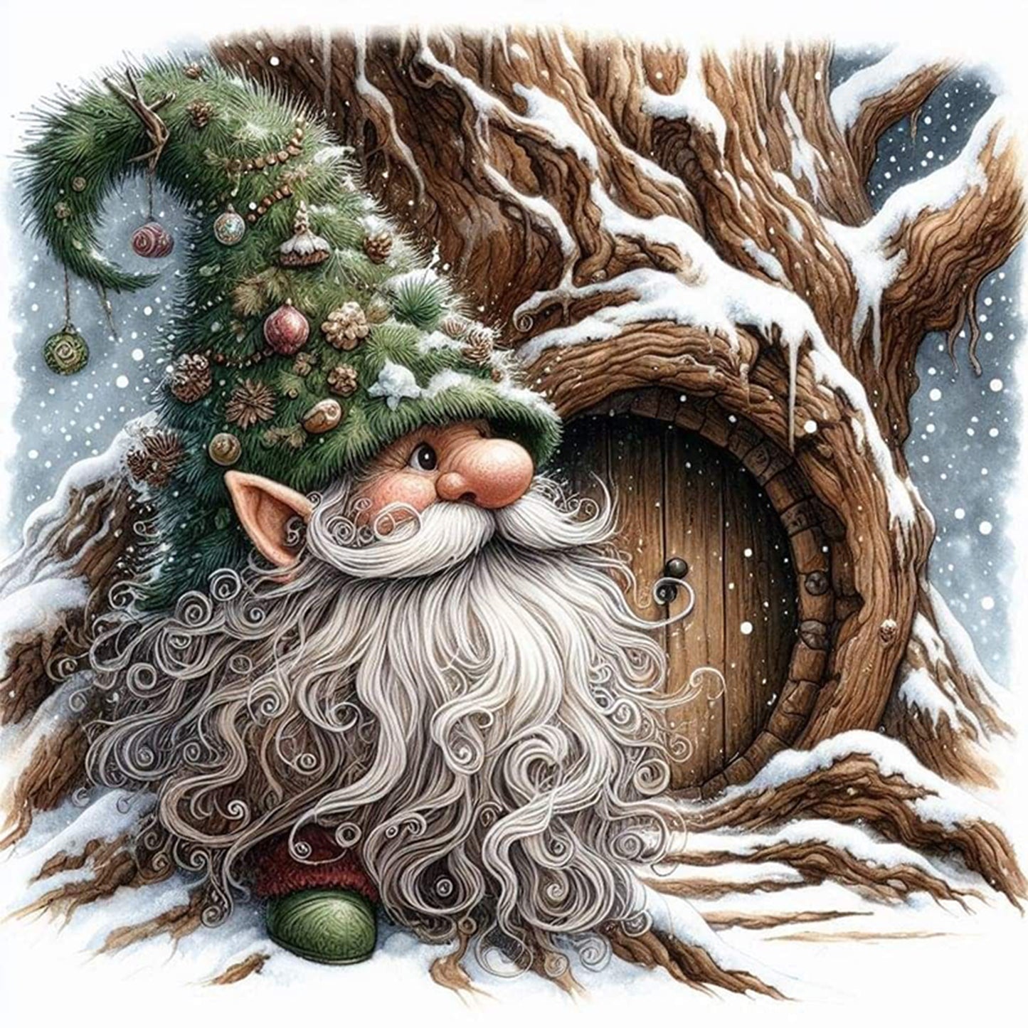 Gnome - Full 11CT Stamped Cross Stitch 40x40CM - Huacan