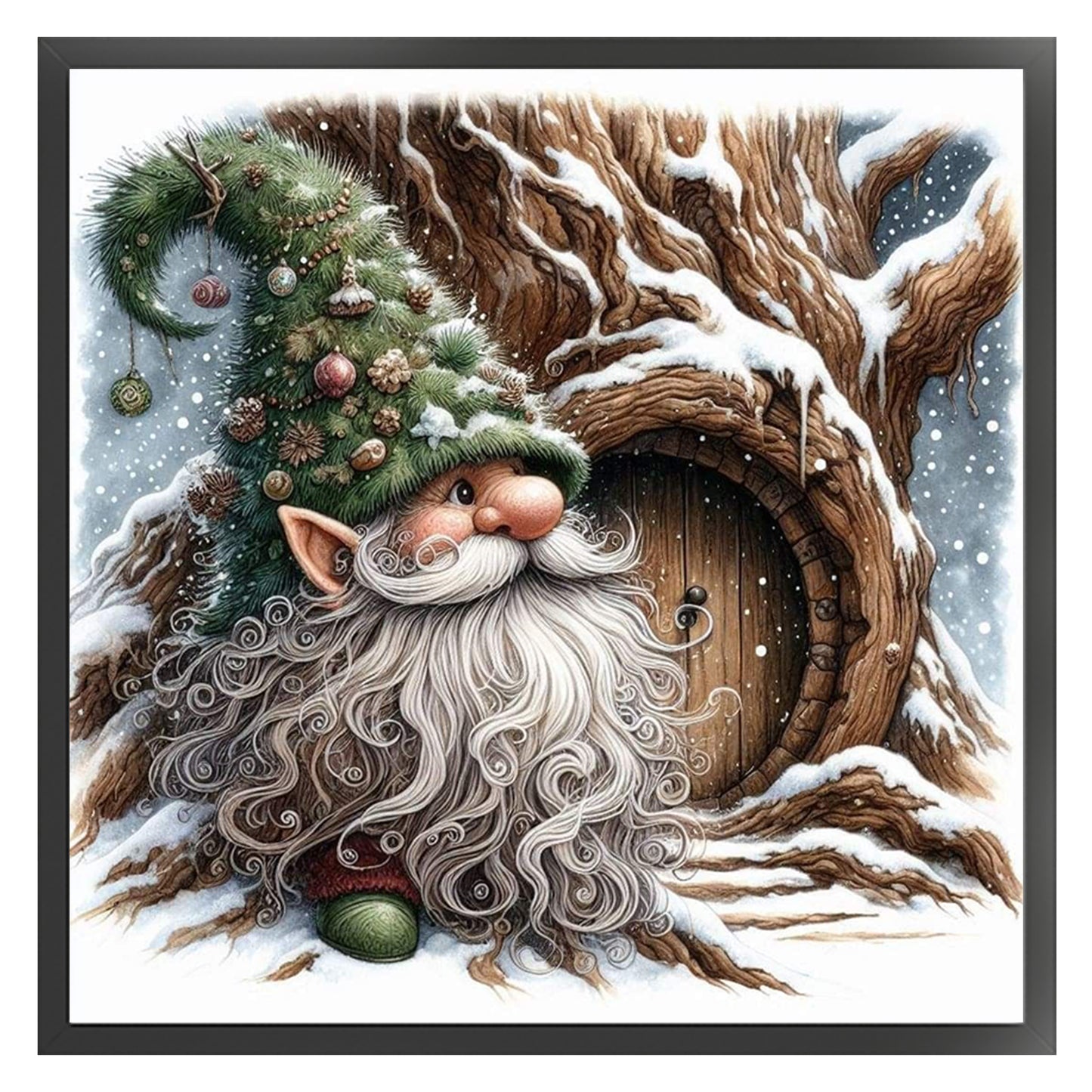 Gnome - Full 11CT Stamped Cross Stitch 40x40CM - Huacan