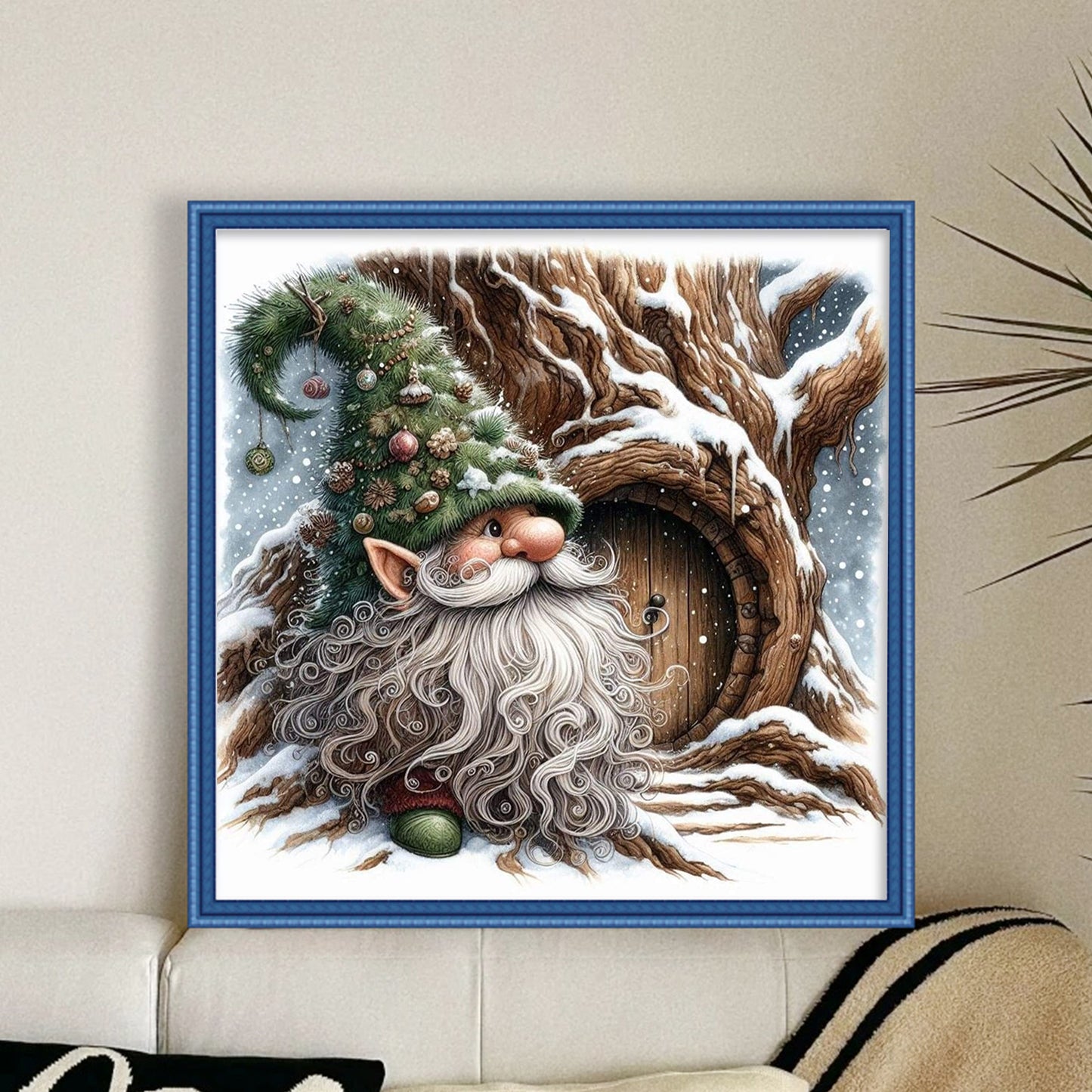 Gnome - Full 11CT Stamped Cross Stitch 40x40CM - Huacan