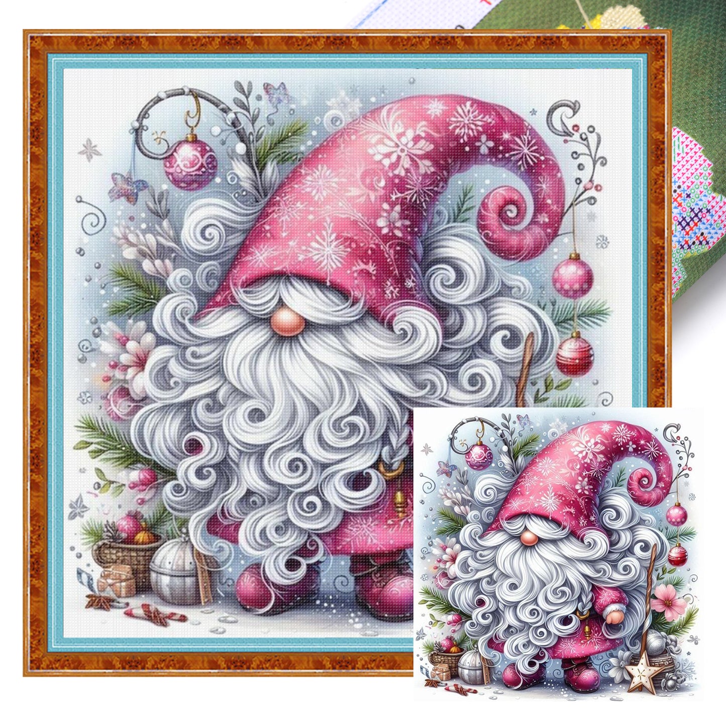 Gnome - Full 11CT Stamped Cross Stitch 40x40CM - Huacan