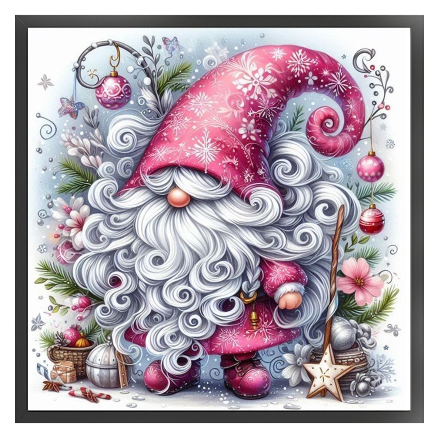 Gnome - Full 11CT Stamped Cross Stitch 40x40CM - Huacan