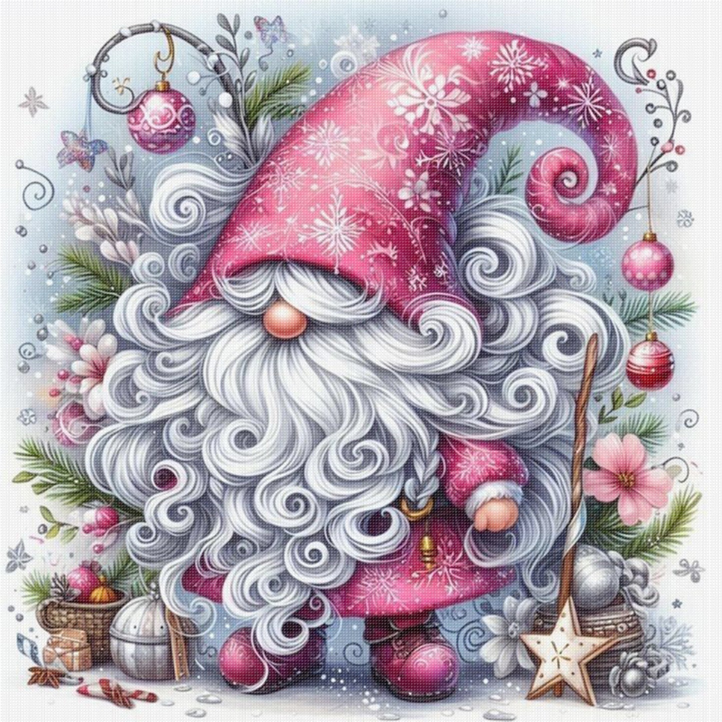 Gnome - Full 11CT Stamped Cross Stitch 40x40CM - Huacan