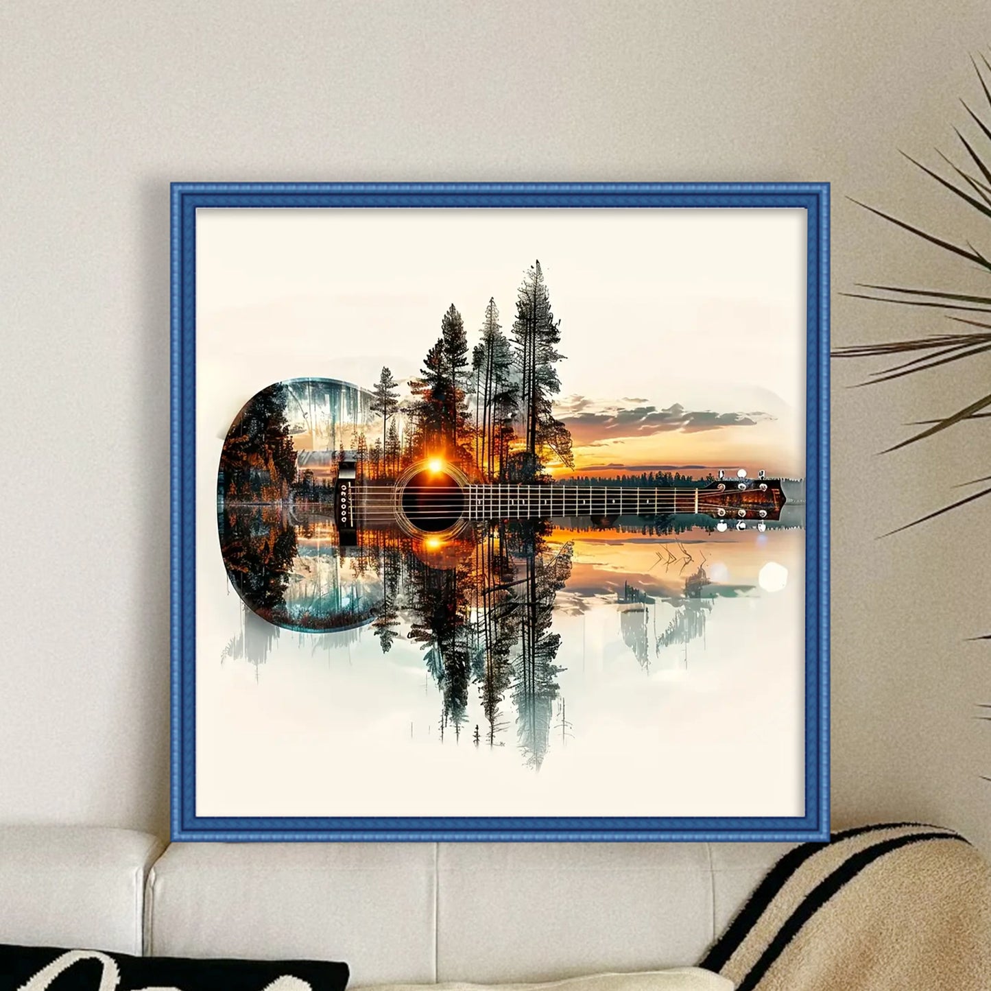 Silhouette - Guitar Forest - Full 11CT Stamped Cross Stitch 40x40CM - Huacan