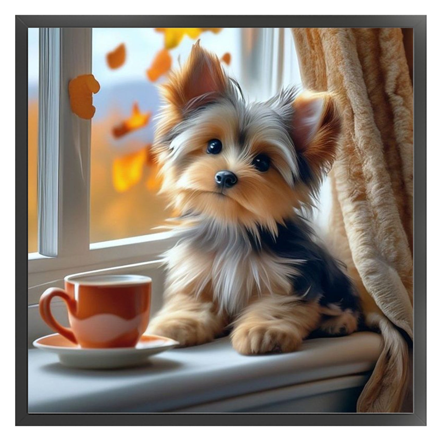 Yorkshire Terrier-Dog - Full 11CT Stamped Cross Stitch 40x40CM - Huacan