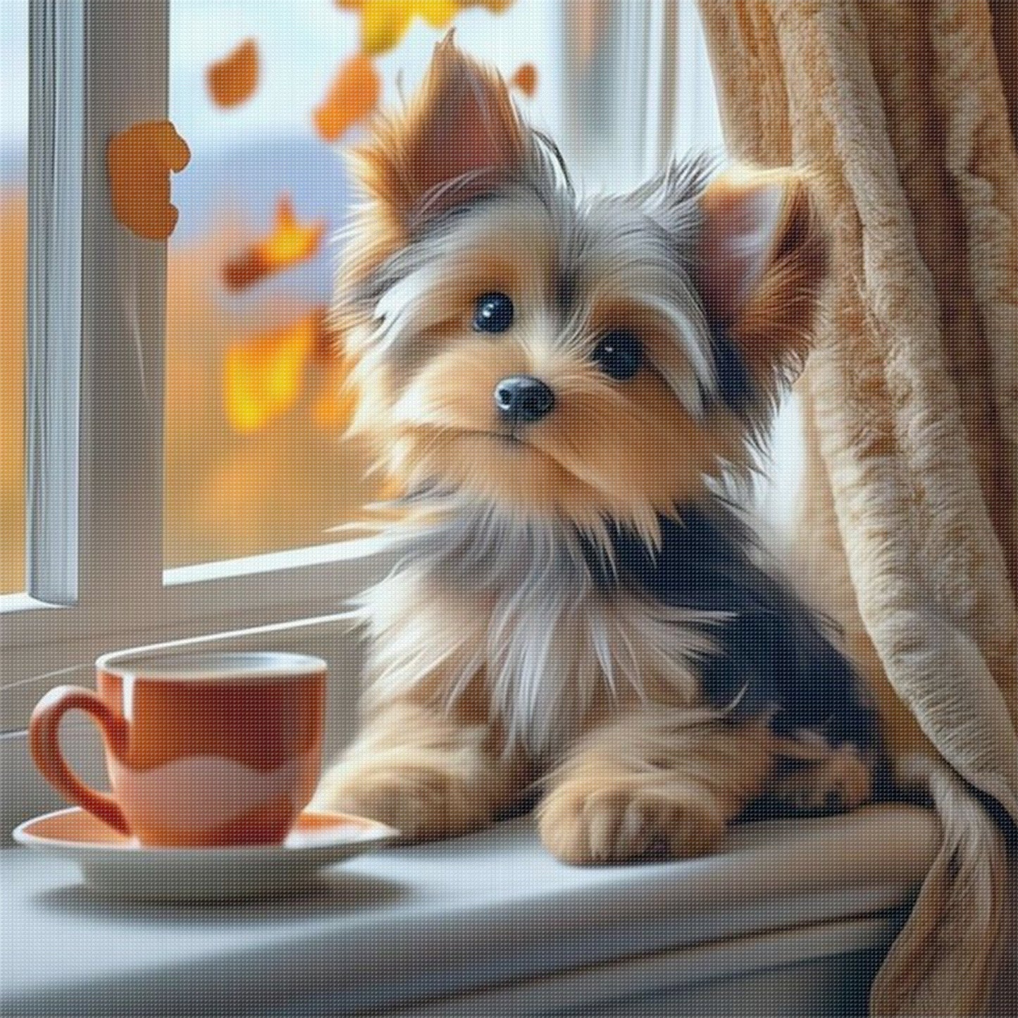 Yorkshire Terrier-Dog - Full 11CT Stamped Cross Stitch 40x40CM - Huacan