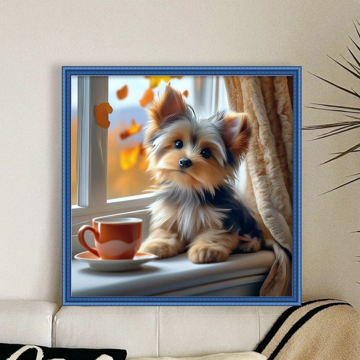 Yorkshire Terrier-Dog - Full 11CT Stamped Cross Stitch 40x40CM - Huacan