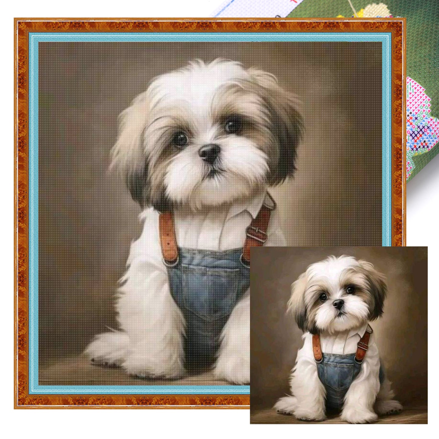 Shih Tzu-Dog - Full 11CT Stamped Cross Stitch 40x40CM - Huacan