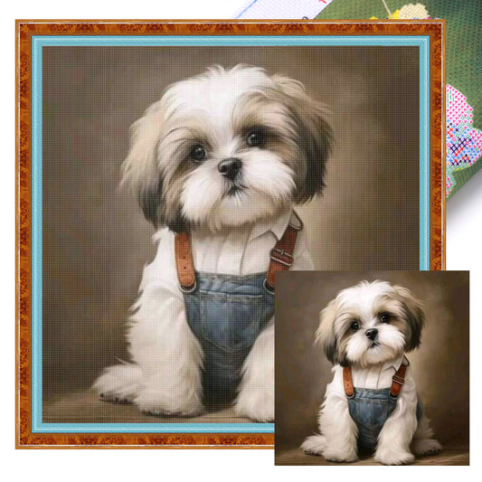 Shih Tzu-Dog - Full 11CT Stamped Cross Stitch 40x40CM - Huacan