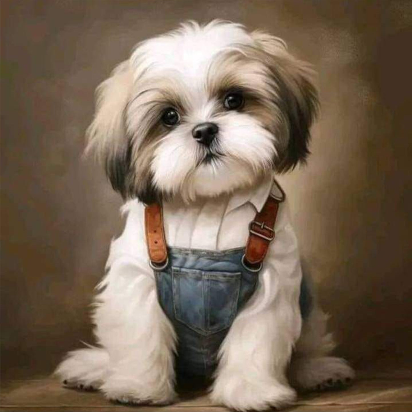 Shih Tzu-Dog - Full 11CT Stamped Cross Stitch 40x40CM - Huacan