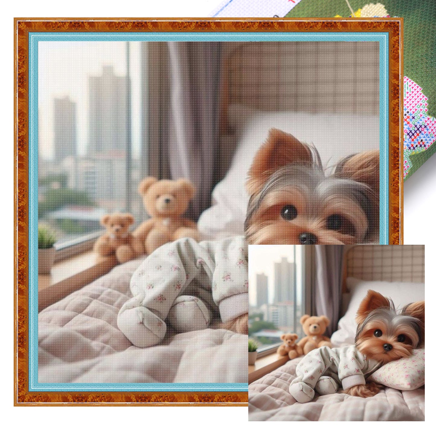 Yorkshire Terrier-Dog - Full 11CT Stamped Cross Stitch 40x40CM - Huacan