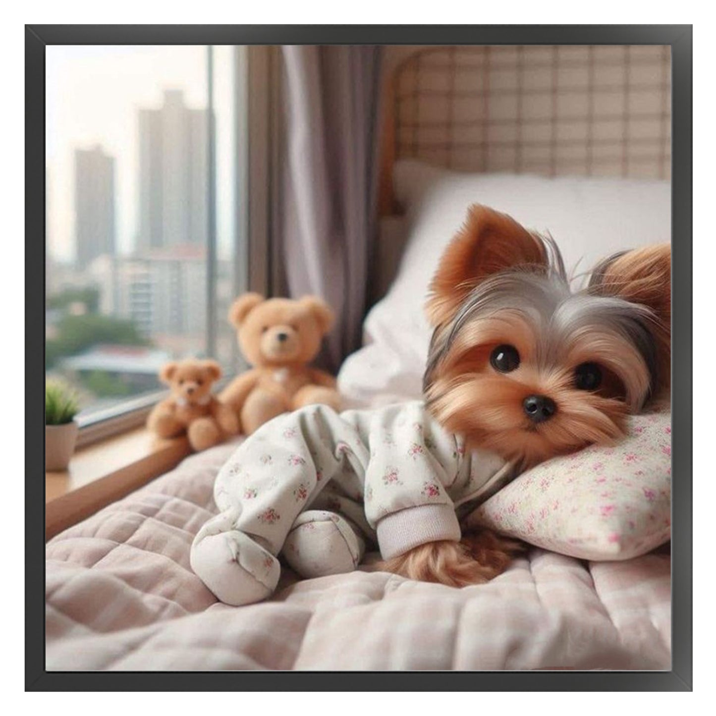 Yorkshire Terrier-Dog - Full 11CT Stamped Cross Stitch 40x40CM - Huacan