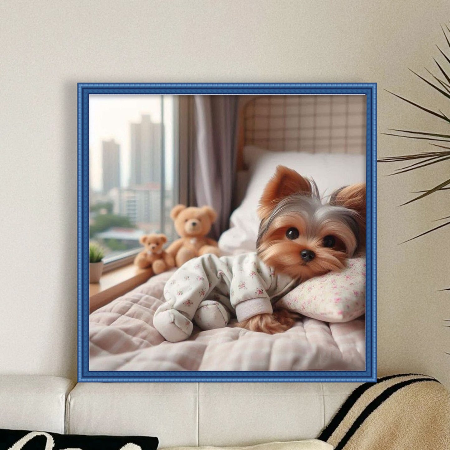 Yorkshire Terrier-Dog - Full 11CT Stamped Cross Stitch 40x40CM - Huacan