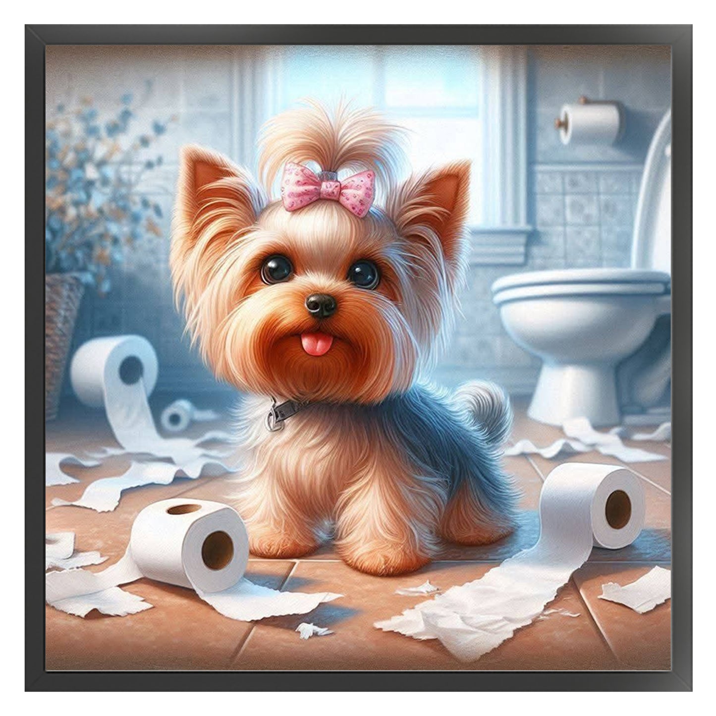 Yorkshire Terrier-Dog - Full 11CT Stamped Cross Stitch 40x40CM - Huacan