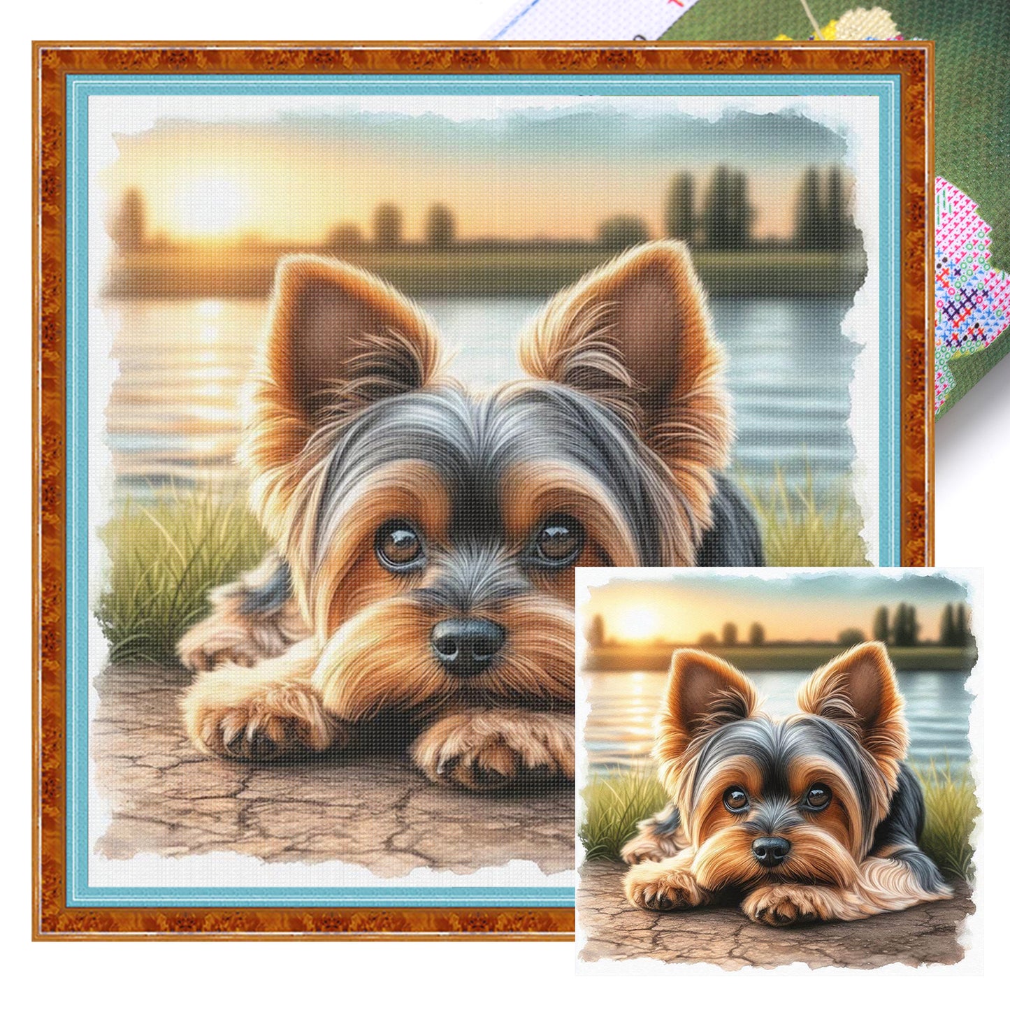 Yorkshire Terrier-Dog - Full 11CT Stamped Cross Stitch 40x40CM - Huacan