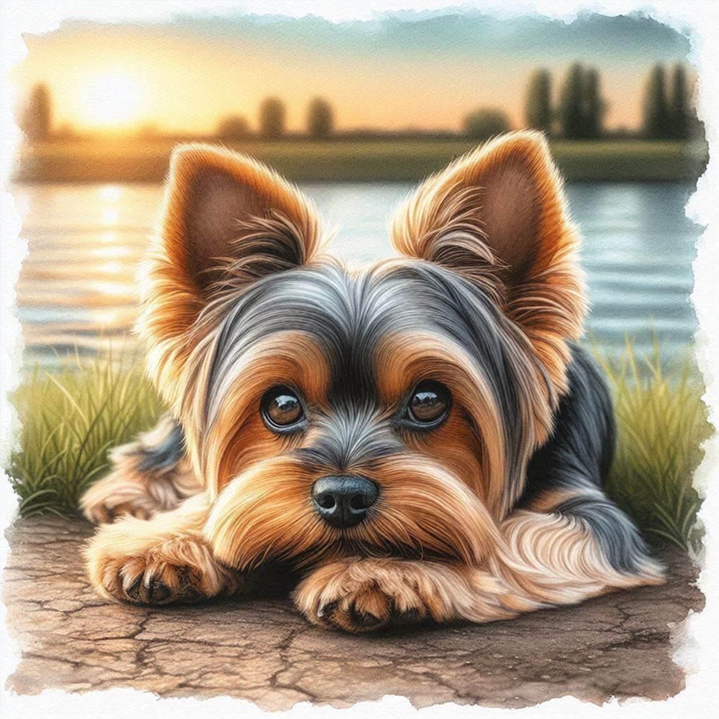 Yorkshire Terrier-Dog - Full 11CT Stamped Cross Stitch 40x40CM - Huacan