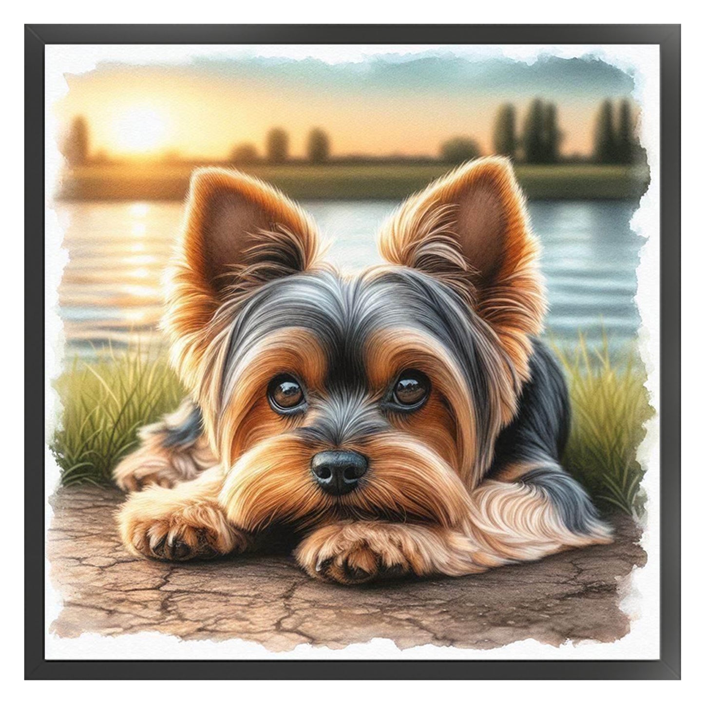 Yorkshire Terrier-Dog - Full 11CT Stamped Cross Stitch 40x40CM - Huacan