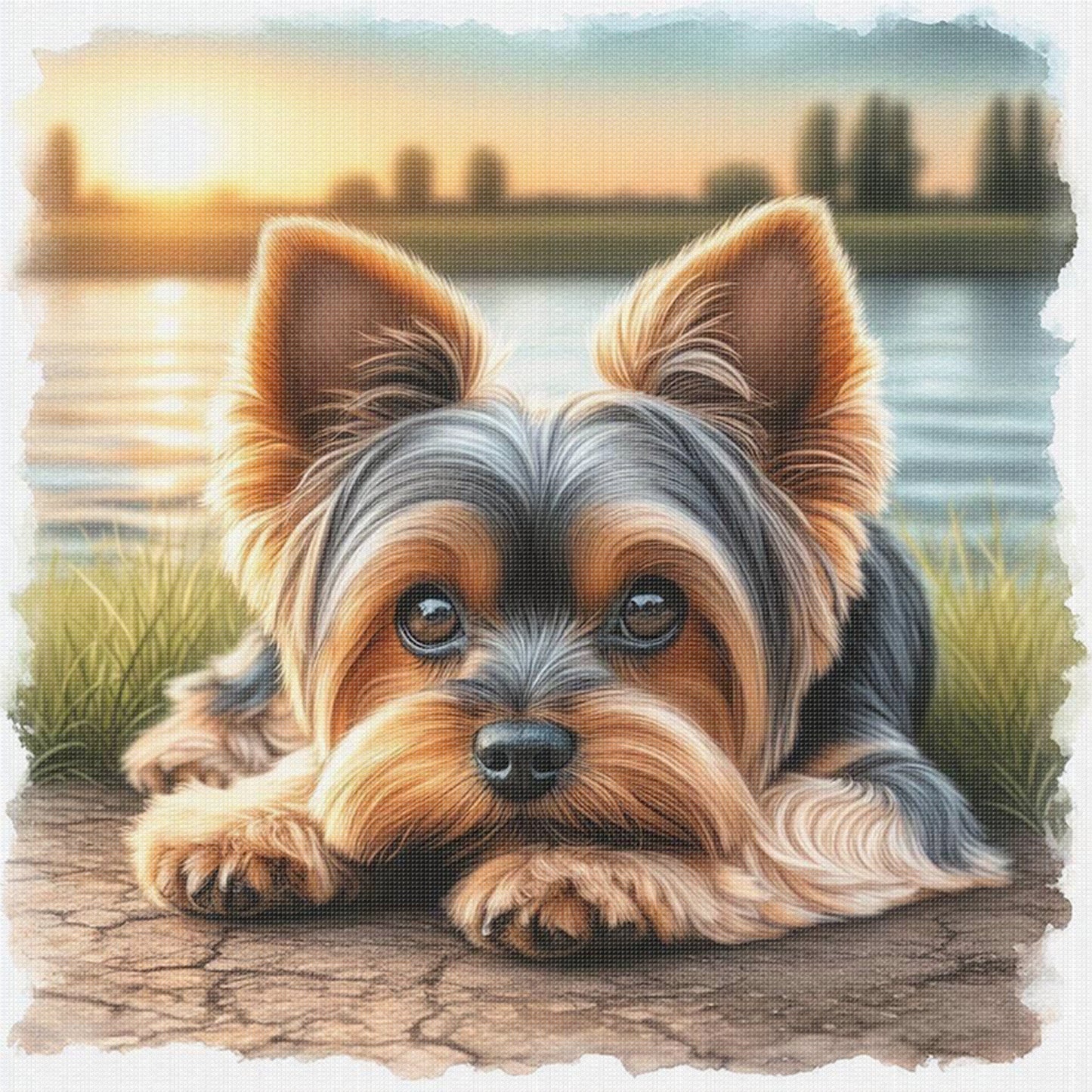 Yorkshire Terrier-Dog - Full 11CT Stamped Cross Stitch 40x40CM - Huacan