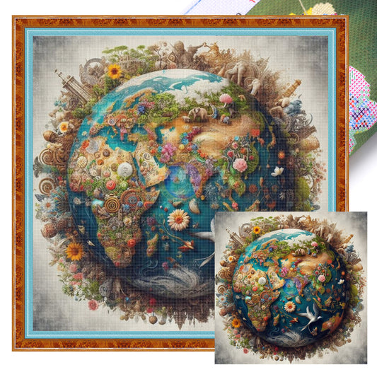 Earth Creatures - Full 11CT Stamped Cross Stitch 50x50CM - Huacan
