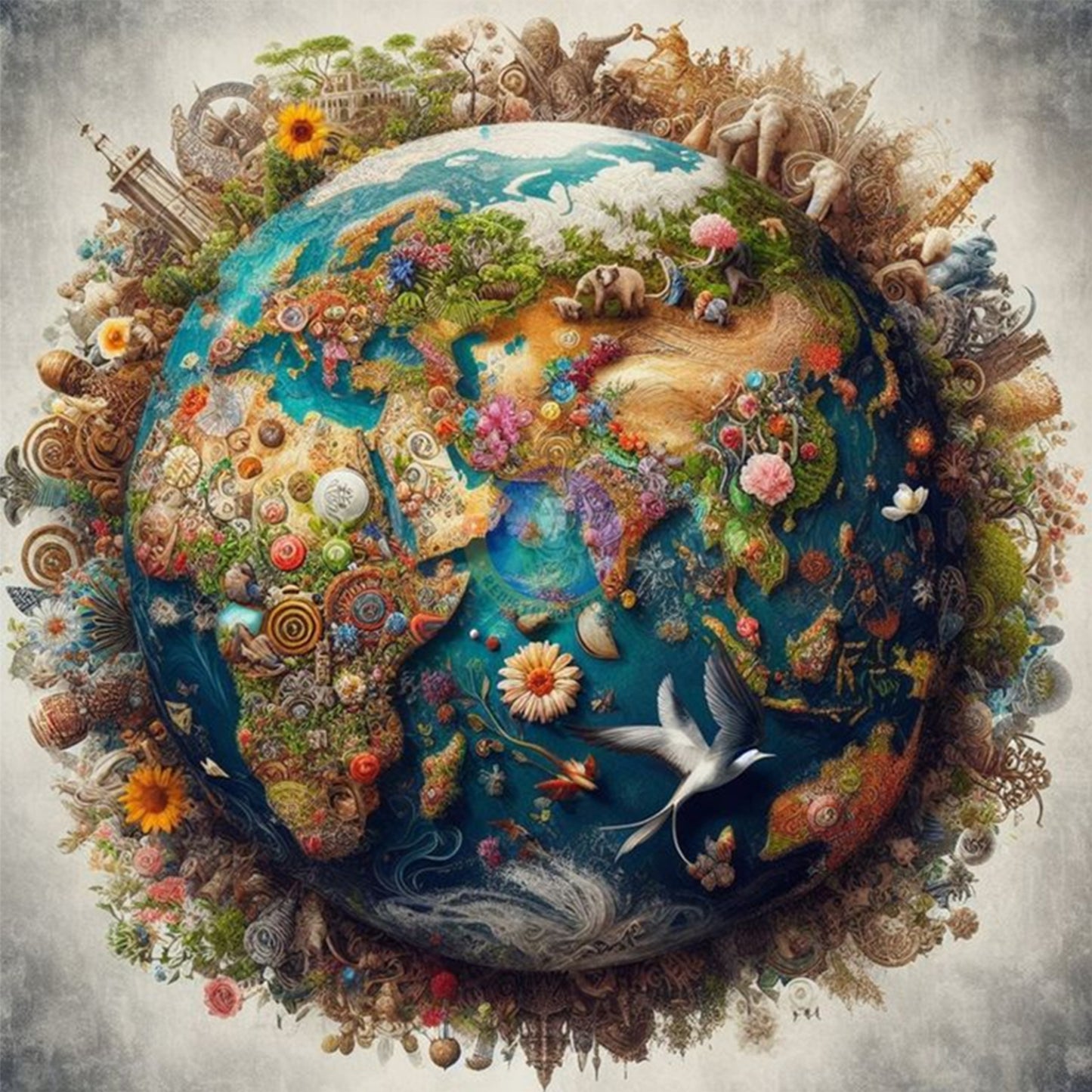 Earth Creatures - Full 11CT Stamped Cross Stitch 50x50CM - Huacan
