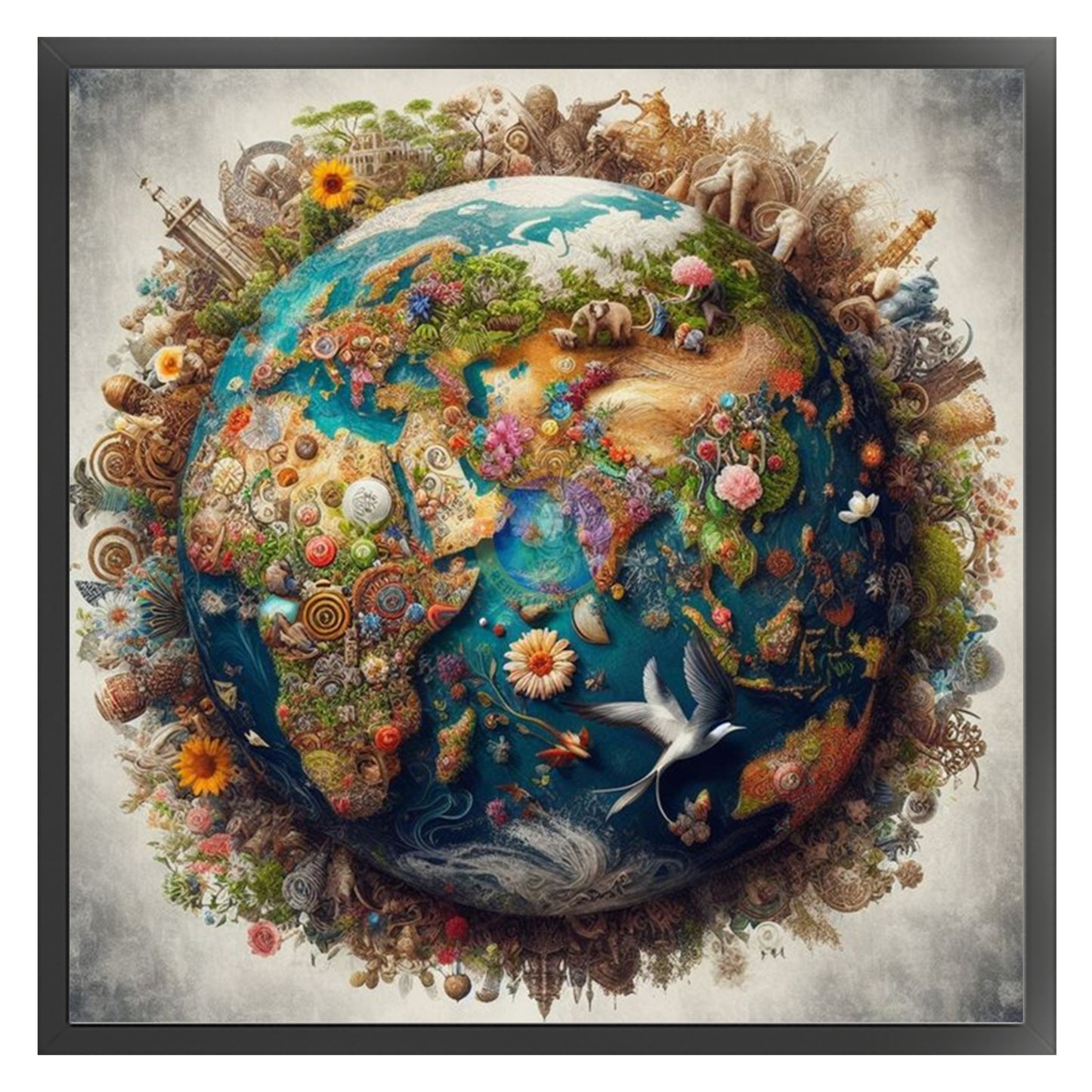 Earth Creatures - Full 11CT Stamped Cross Stitch 50x50CM - Huacan
