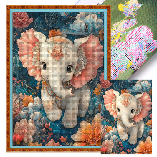 Lucky Elephant - Full 11CT Stamped Cross Stitch 50x70CM - Mona Lisa