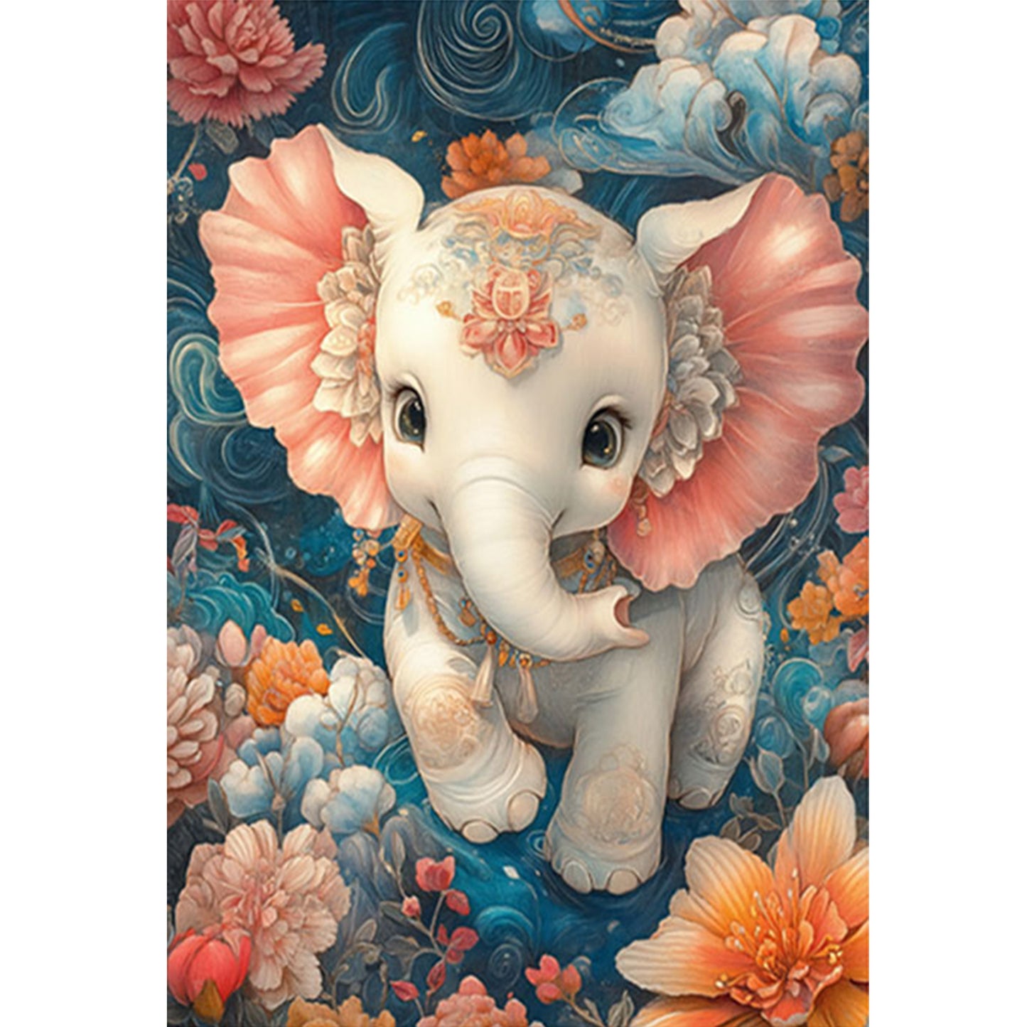 Lucky Elephant - Full 11CT Stamped Cross Stitch 50x70CM - Mona Lisa